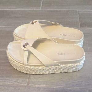 Fashion Nova Beige Platform Slides